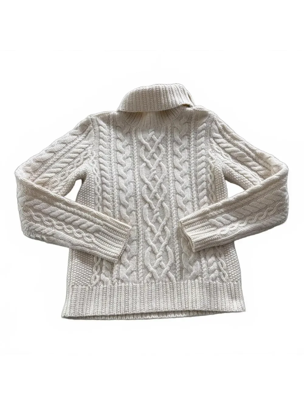 POLO RALPH LAUREN Girls L Wool/Cashmere Cable Knit Turtlemeck Ivory Sweater NWT